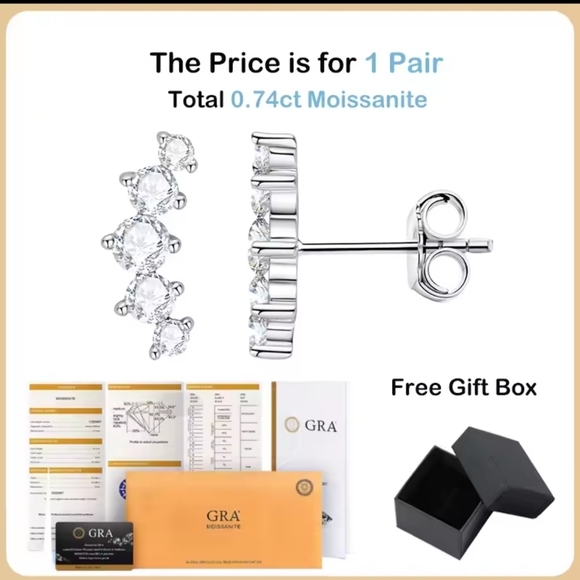 Sterling silver diamond earrings - Picture 7 of 9